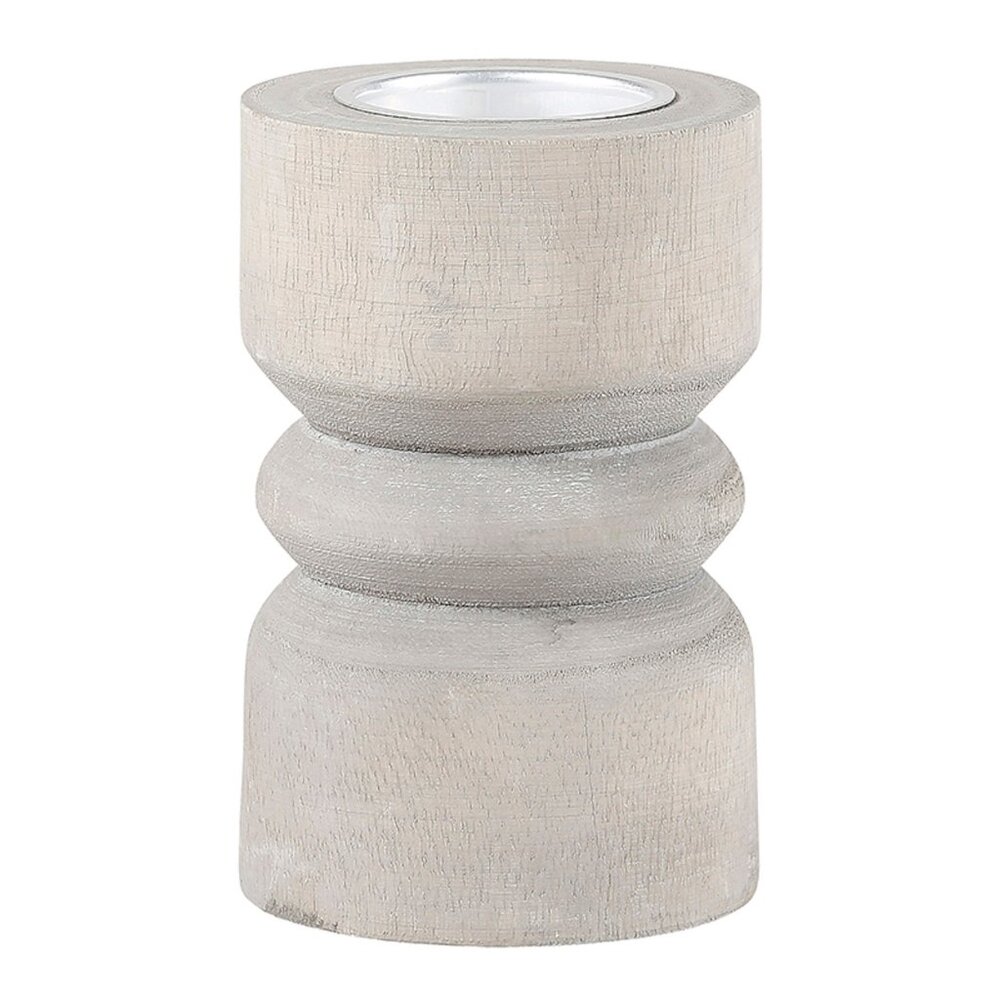 Small Candle Holder - Grey Wood with Silver Plate/NWT - Picture 2 of 7